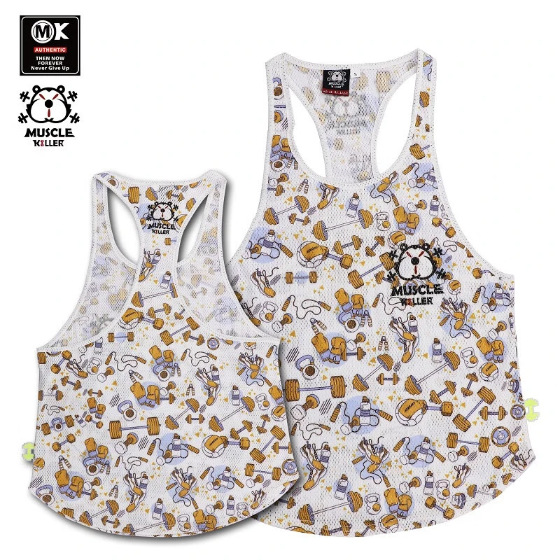 肌肉杀手杠铃肌肉器材背心健身跑步无袖运动涂鸦工字训练服夏季