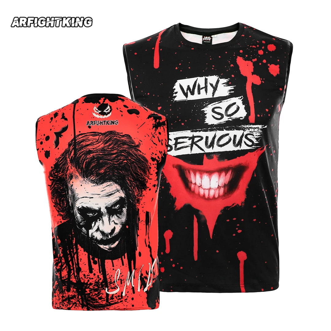 MMA搏击训练小丑无袖上衣速干T恤男UFC男比赛背心格斗健身泰拳击