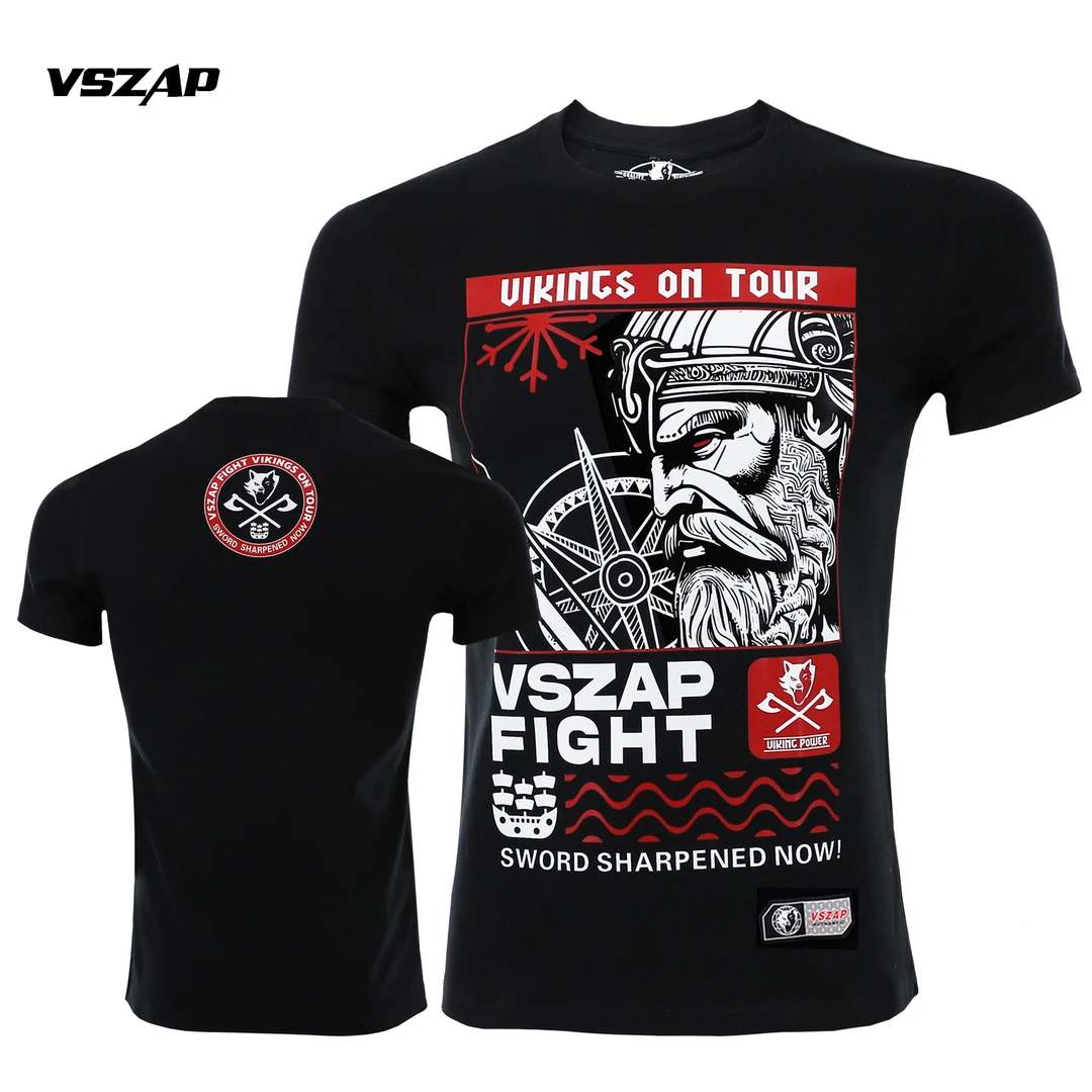 VSZAP运动搏击格斗维京巡回短袖T恤男女MMA纯棉拳击健身UFC跑步