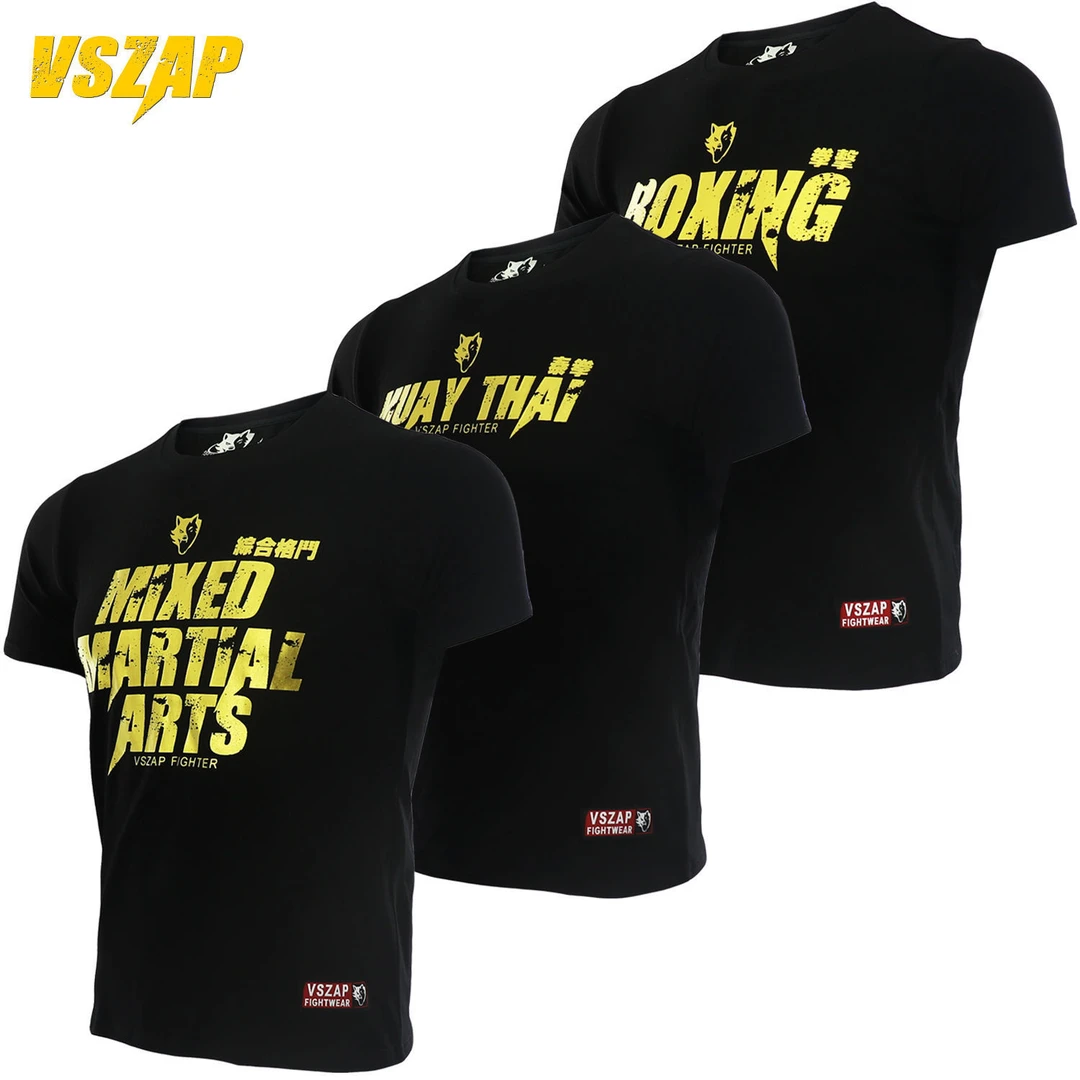VSZAP泰拳击系列综合格斗MMA搏击UFC健身T恤男上衣短袖运动休闲