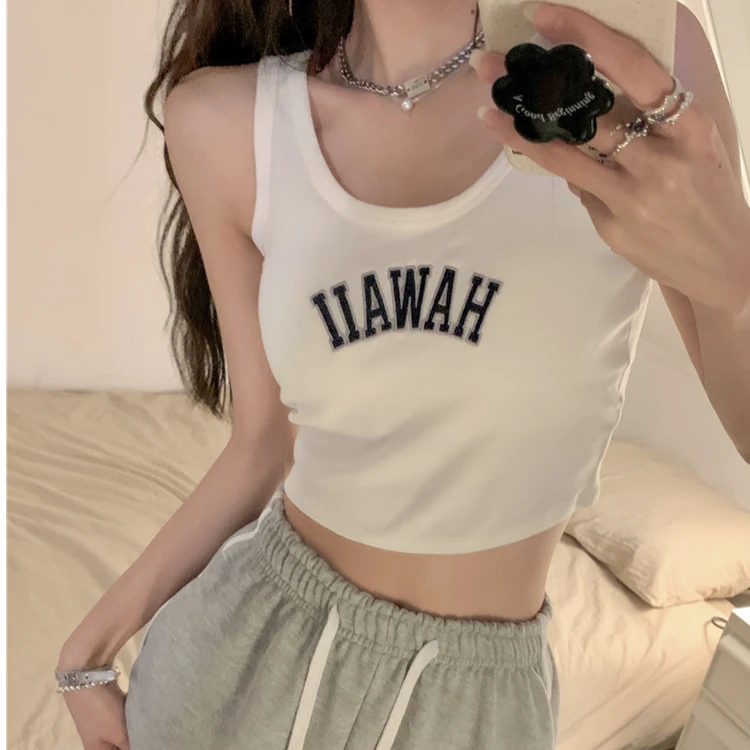 娇希语吊带背心女外穿内搭带胸垫百搭辣妹性感短款运动背心上衣女