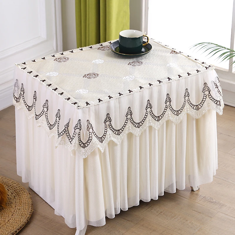 卧室床头柜罩防尘罩蕾丝茶几桌布北欧风防滑保险柜罩套电视柜罩