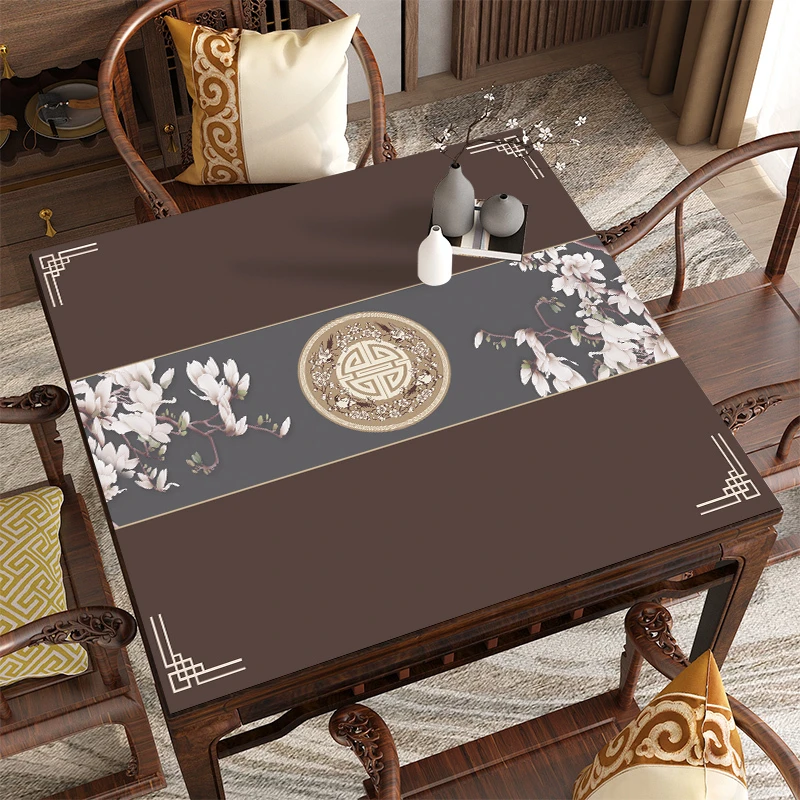 新中式皮革自动麻将方桌布防水防油免洗正方形餐桌垫茶几八仙桌垫