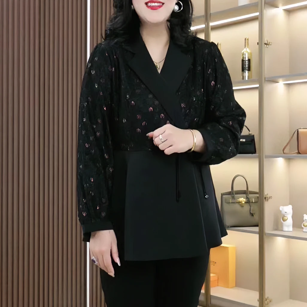 丹思慕大码女装气质衬衫2024秋季新款复古盘扣提花显瘦上衣ZB6237