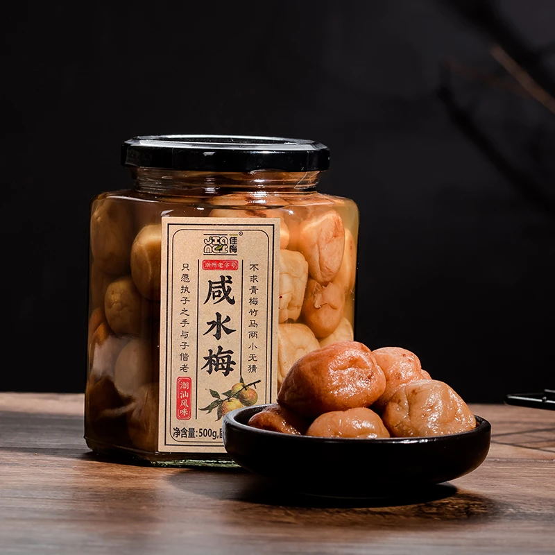 佳梅潮汕酸梅腌制咸水梅盐水梅酸咸梅潮州梅汁盐渍青梅罐装500g
