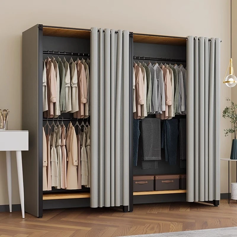 北之木衣柜卧室家用简易衣帽架结实耐用出租房全金属衣帽间储物柜