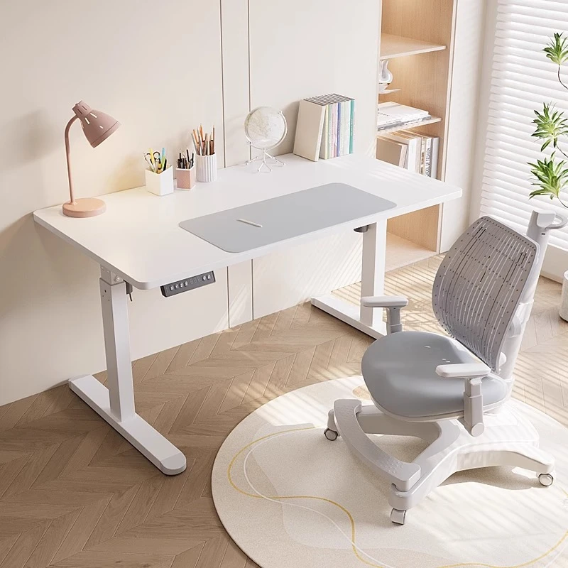 儿童学习桌电动升降桌书桌写字台家用课桌椅套装小白桌儿童学习桌