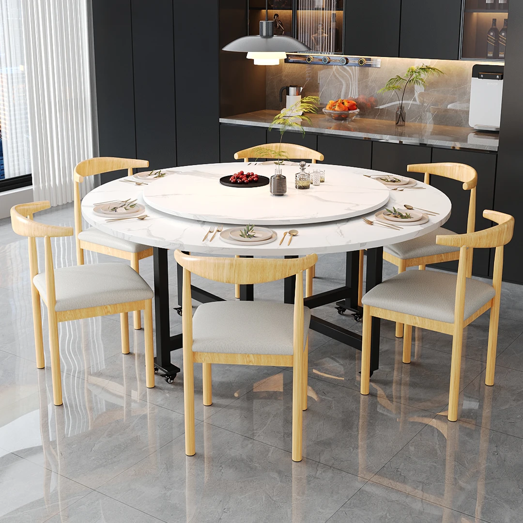 可折叠餐桌圆形桌子出租房小户型折叠桌多功能可移动家用吃饭桌子