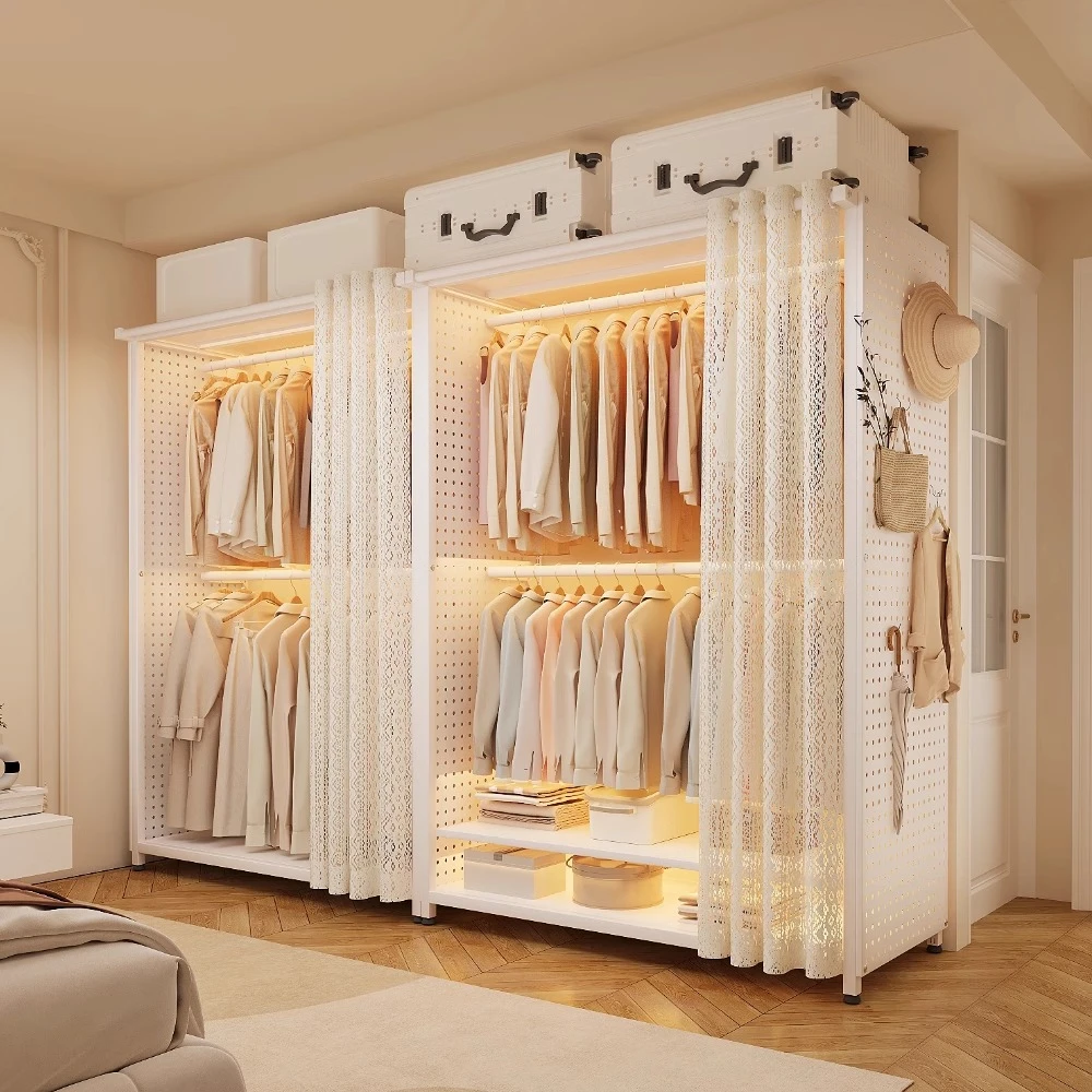 衣柜卧室家用洞洞板收纳柜钢制组装柜子结实耐用衣橱金属简易衣柜