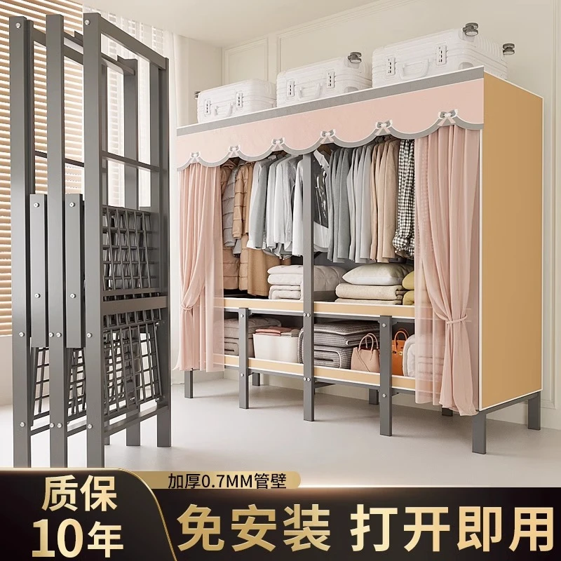 简易衣柜耐用卧室出租房免安装衣柜加粗加厚防尘简易一体爆款衣柜