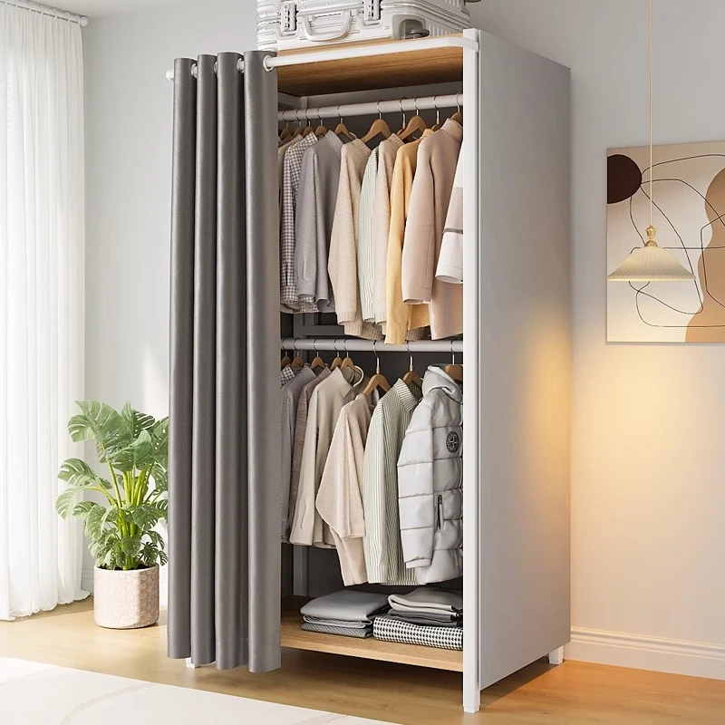 简易衣柜家用卧室布衣柜结实耐用加粗钢架多层结构收纳柜出租房用