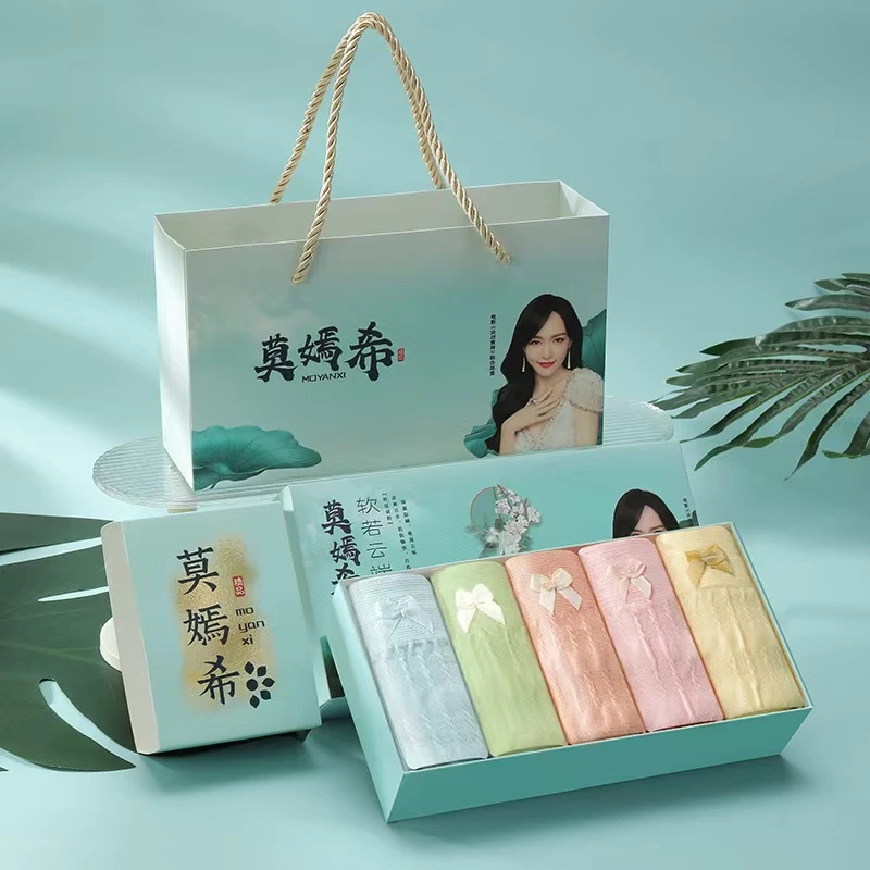 【烟酰胺7A抑菌】5条礼盒装中腰蝴蝶结除螨净化吸湿无痕女士短裤 X