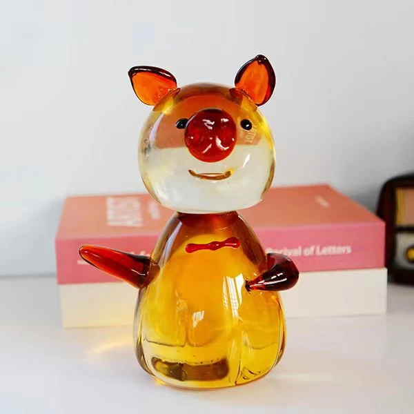 琉璃哥纯手工热塑琉璃《猪》 高档家居饰品 装饰摆件礼品