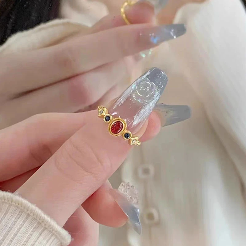 铜合金戒指 中国风复古小宫雀戒指国潮风轻奢小众可调节指环时尚