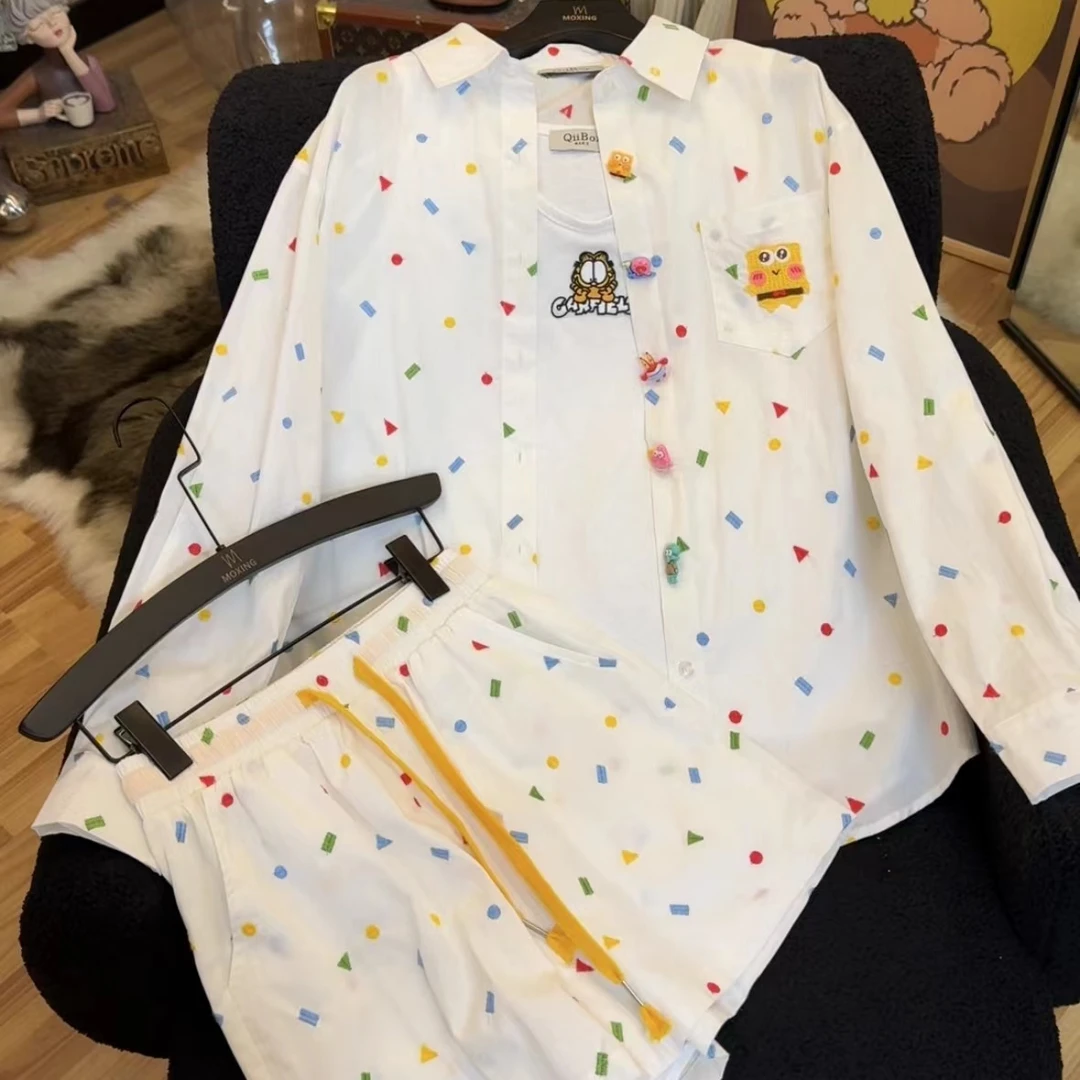 【兜兜】海绵宝宝 宽松显瘦防晒夏季新款衬衫套装 200743A