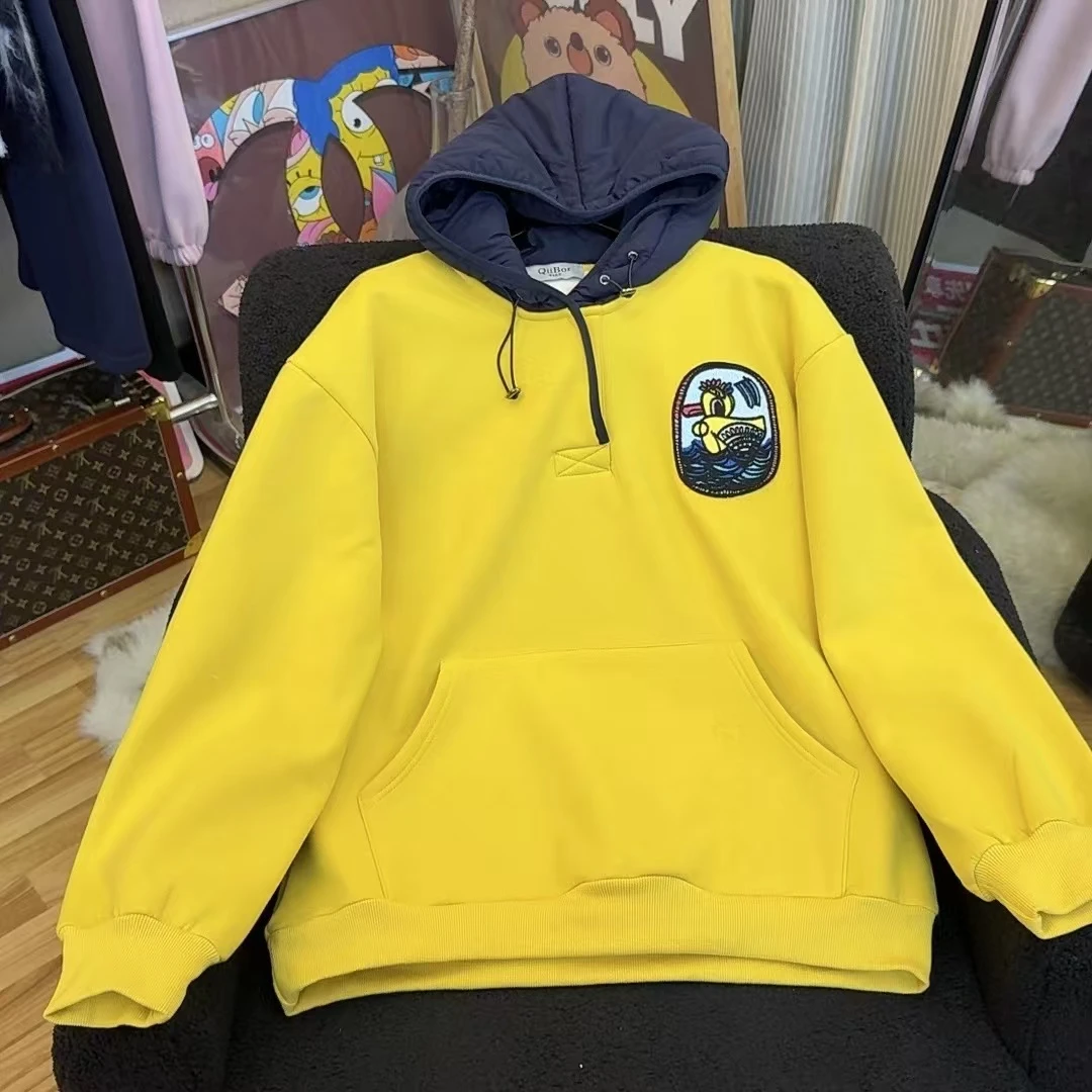 【兜兜】小黄鸭 秋冬立体卡通刺绣加绒加厚连帽卫衣 井18836A