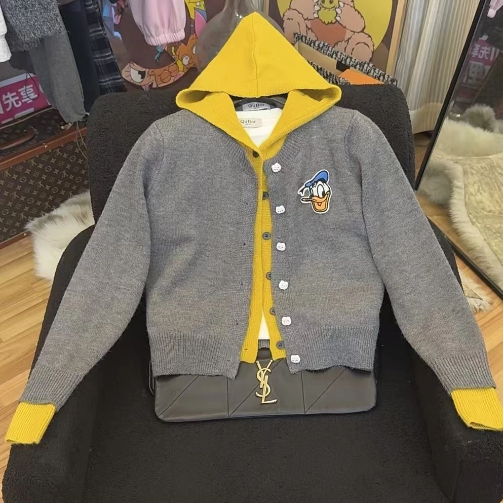 【兜兜】鸭鸭 冬季新款AB面假两件连帽开衫外套 井1167A