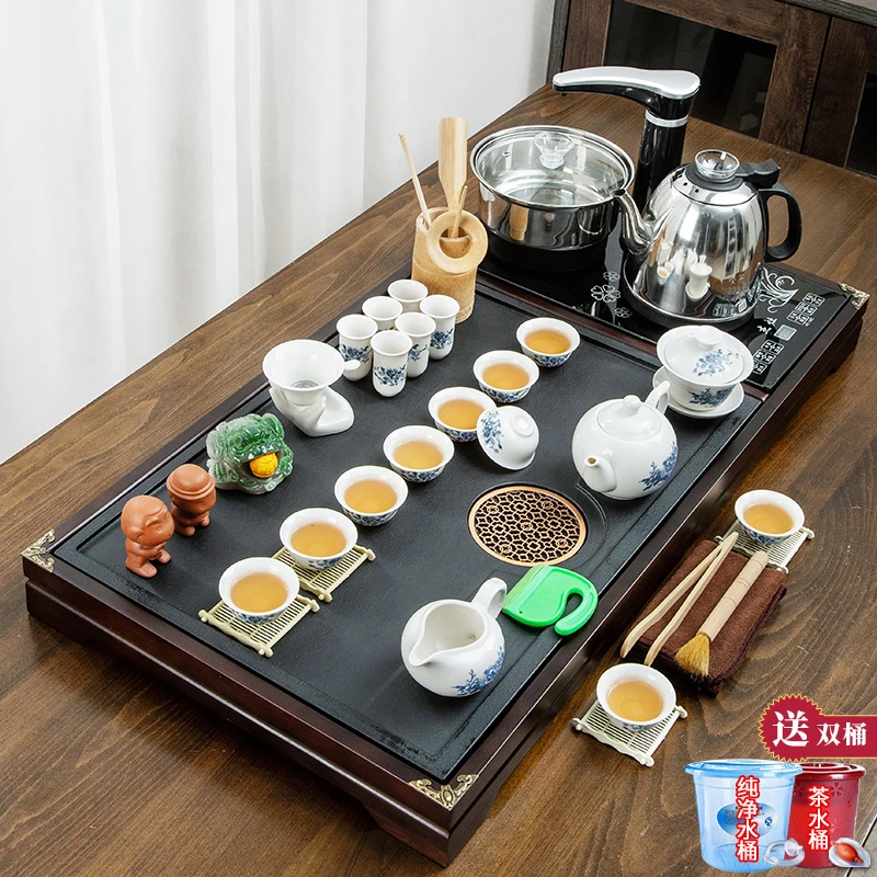 古弘茶具套装家用整套全自动一体石茶台家用客厅高档功夫实木茶盘