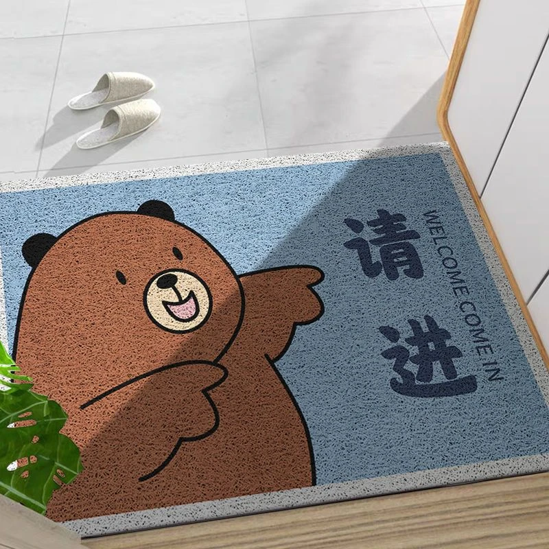 卡通丝圈进门入户门垫家用玄关防滑蹭土脚垫卫生间门口可裁剪垫子
