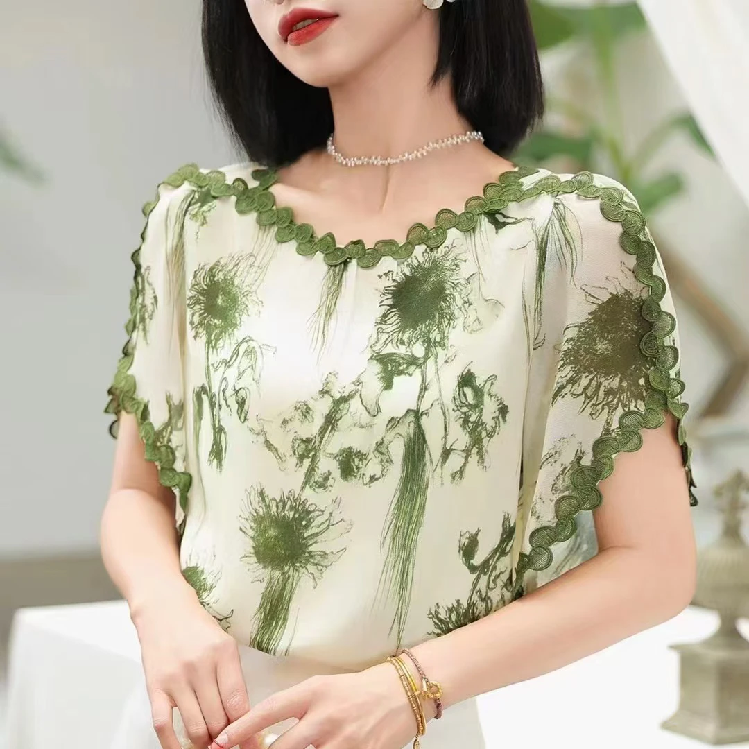 设计感时尚气质减龄印花休闲百搭衬衫宽松显瘦洋气花边上衣K907