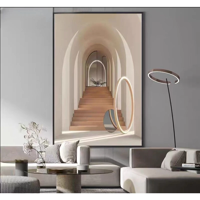 延伸空间简约莫兰迪玄关走廊装饰画客厅落地画餐厅卧室电表箱挂画