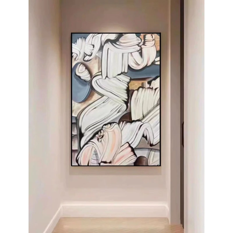 奶油意式风客餐厅卧室落地壁画小众个性抽象玄关走廊过道ins挂画