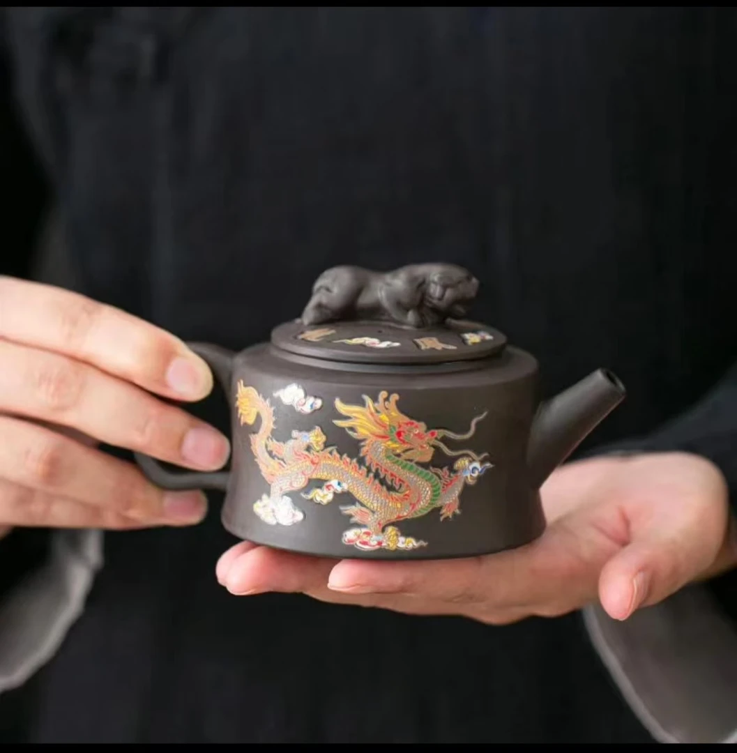手工老紫泥卧虎藏龙凤鸣壶R1