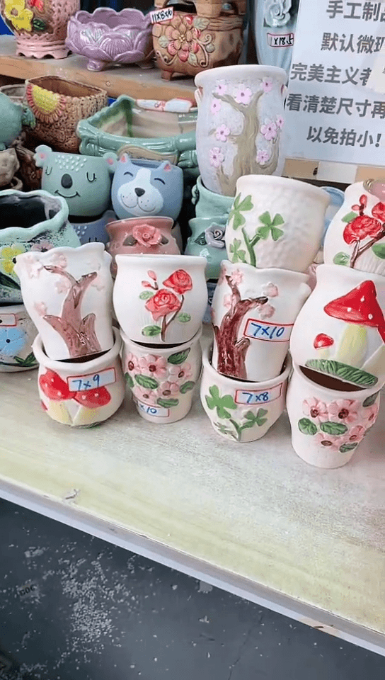 【闪购商品】陶瓷15cm以下@@田园花盆十件套