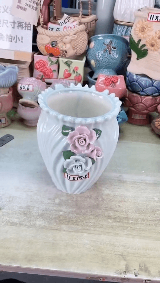 【闪购商品】陶瓷15cm以下@@C1-09清新淡蓝盆