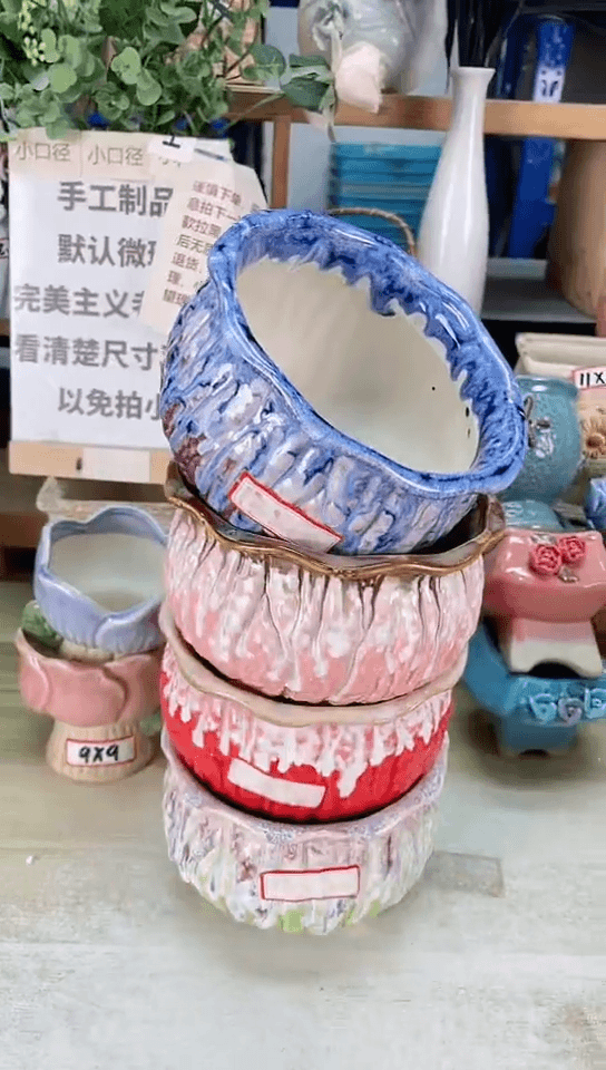 【闪购商品】陶瓷15cm以下@@爆裂流釉四件套