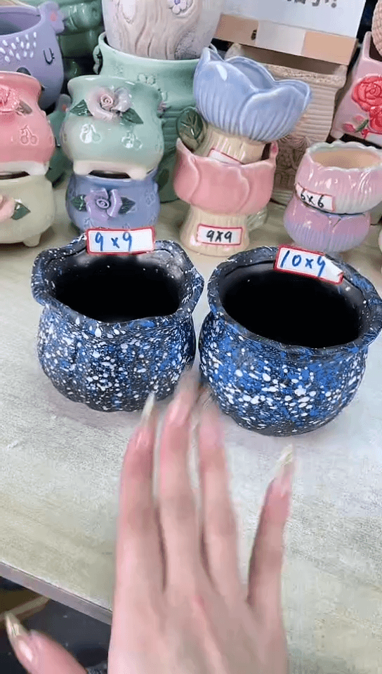 【闪购商品】陶瓷15cm以下@@浩渺花盆2件套