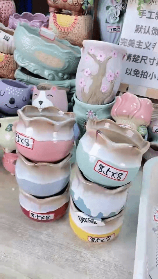 【闪购商品】陶瓷15cm以下@@B1-05A嘟嘟花盆6件套