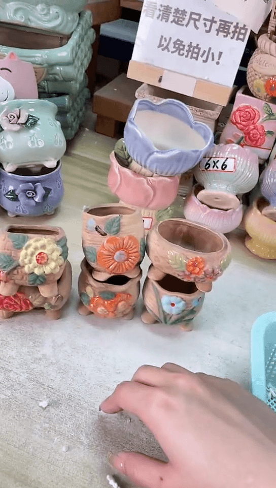 【闪购商品】陶瓷15cm以下@@B3-50A曼尼花盆6件套