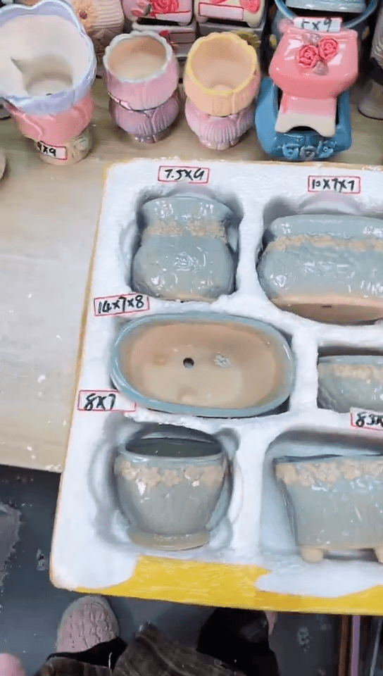 【闪购商品】陶瓷15cm以下@@F4-58A绿茵花盆6件套