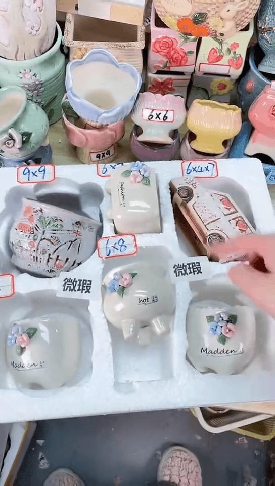 【闪购商品】陶瓷15cm以下@@微瑕捏花六件套