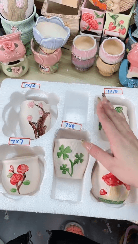 【闪购商品】陶瓷15cm以下@@田园花盆十件套