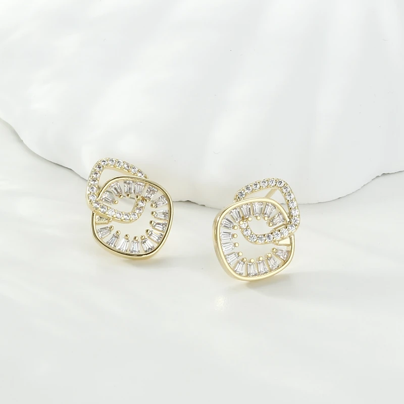 蓝可儿 铜合金玻璃耳饰 简约菱形几何耳钉小众时尚感轻奢耳环402