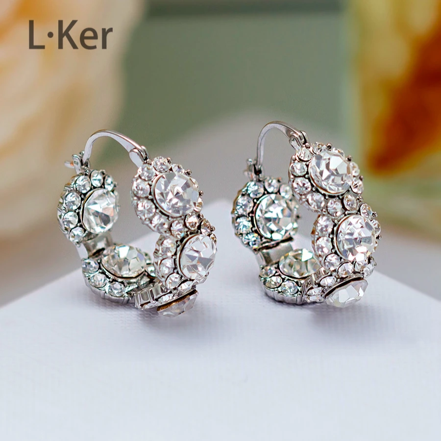 铜合金合成锆石耳饰 【满天星】满钻花朵耳环时尚感轻奢女士百搭485