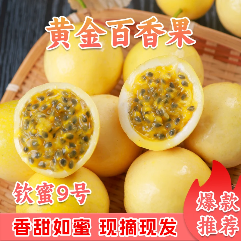 【10个果】钦蜜9号黄金百香果 新鲜现摘浓郁香甜多汁 60g-70g中果