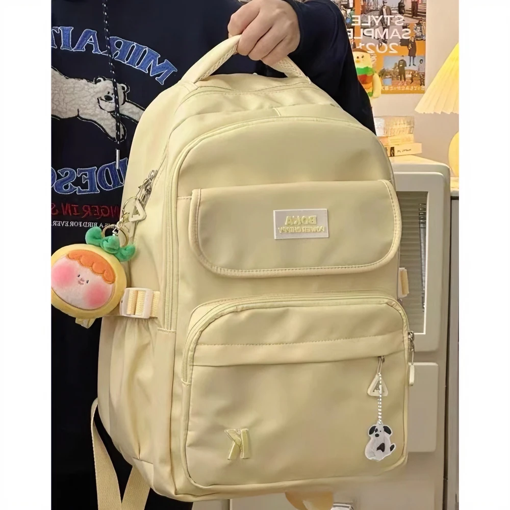 双肩包女2023新款大容量多隔层轻便大容量高中大学生书包旅行背包