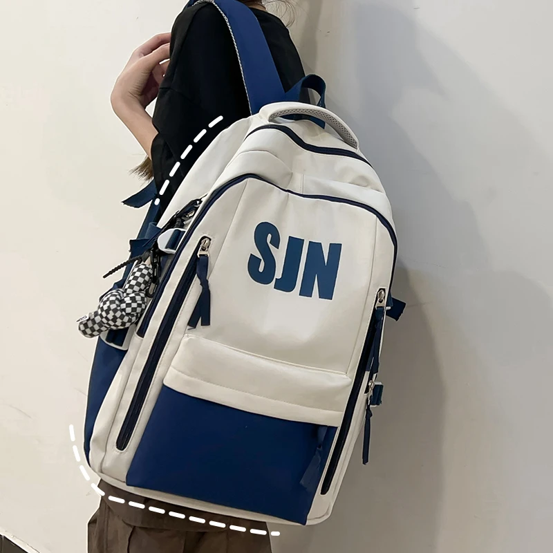 潮牌双肩包男款大学生大容量背包高颜值书包女双肩背初中学生背包