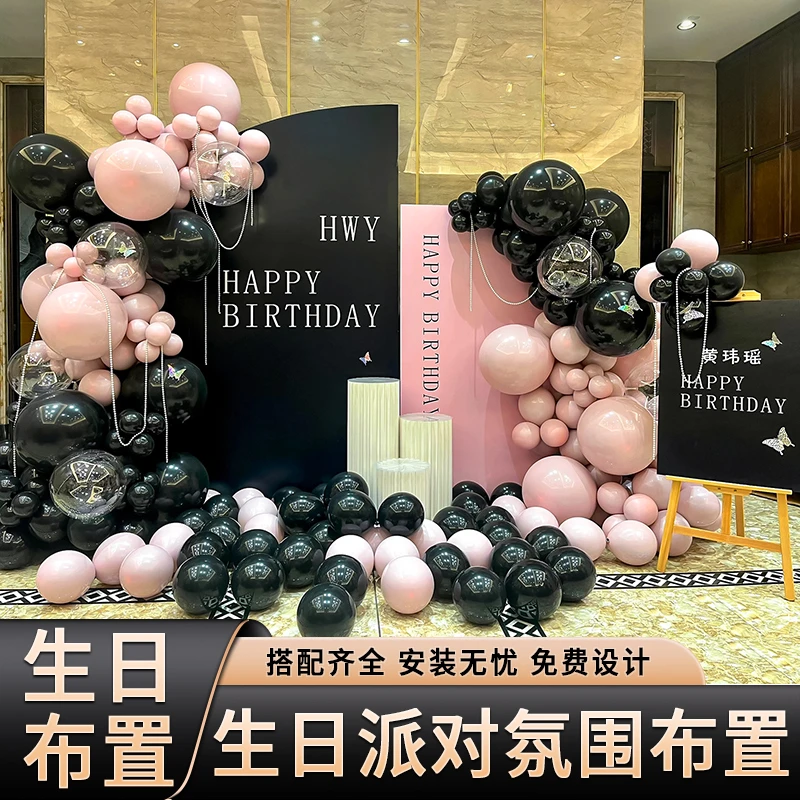 女孩男士网红生日装饰场景布置老公18岁成人礼气球室内背景墙kt板
