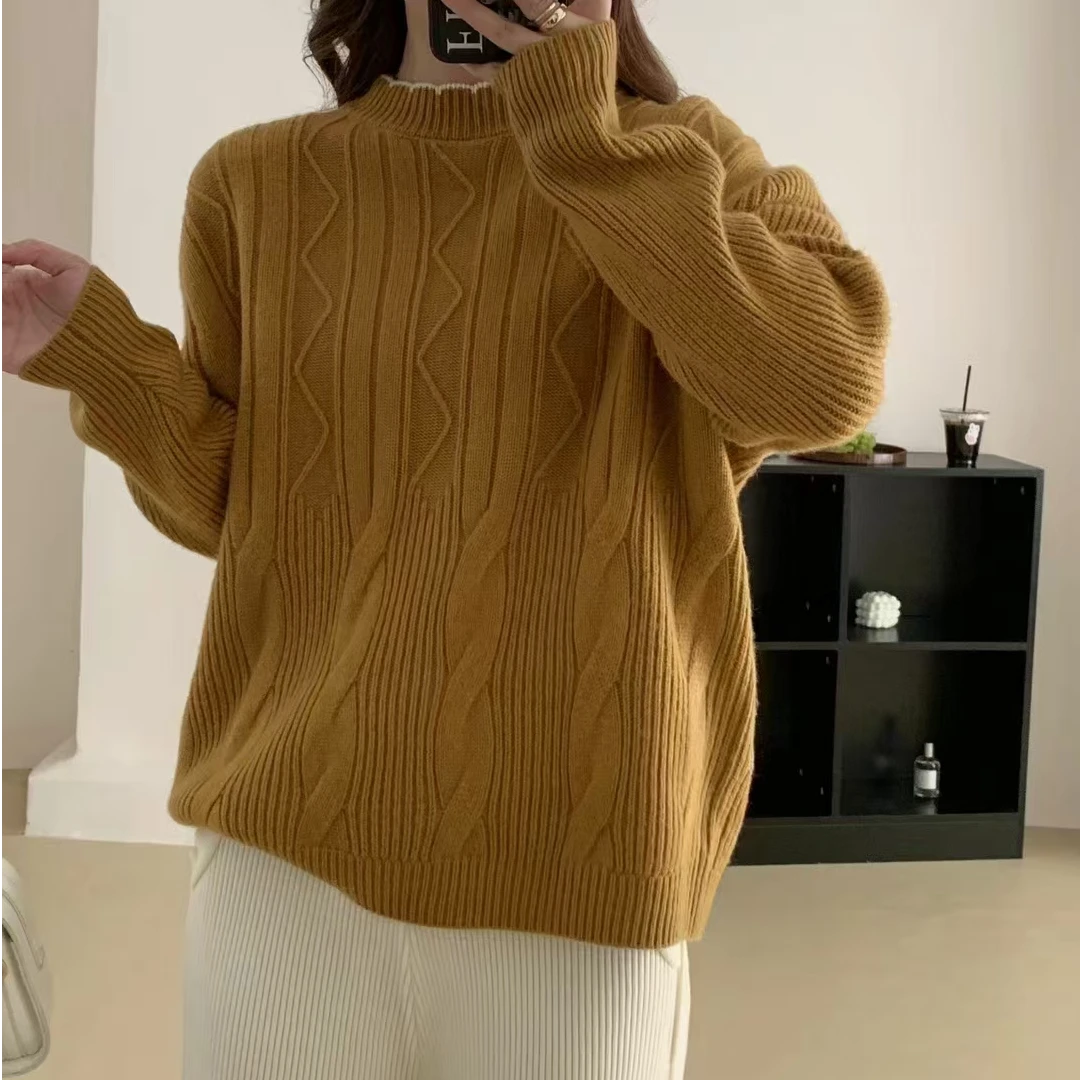 特价女款加厚纯羊毛衫针织圆领百搭秋冬