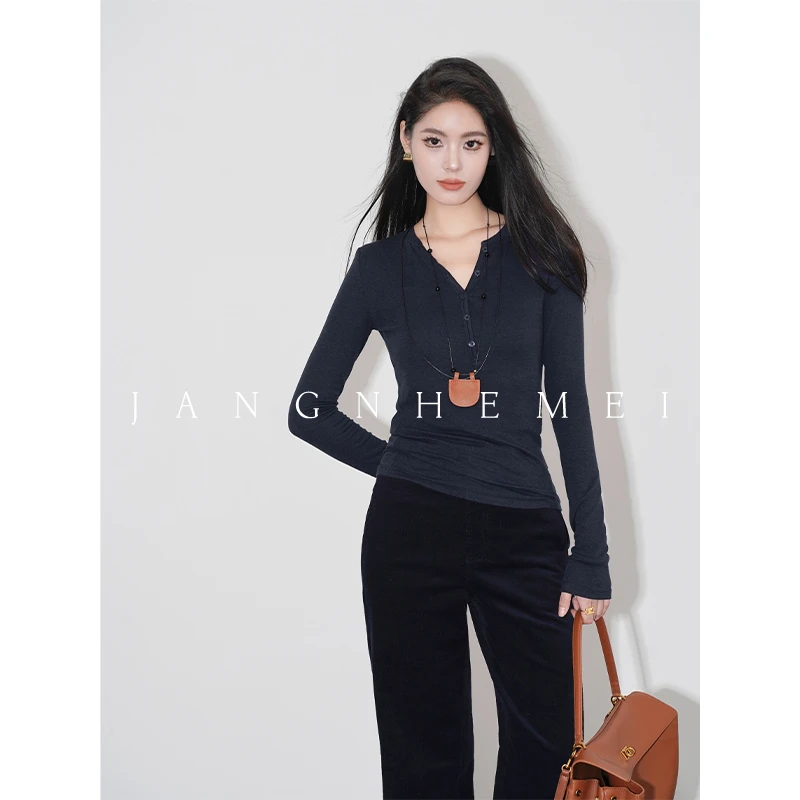JANGHEMEI【失序感】纯欲修身显瘦打底衫百搭长袖T恤 T23555M43