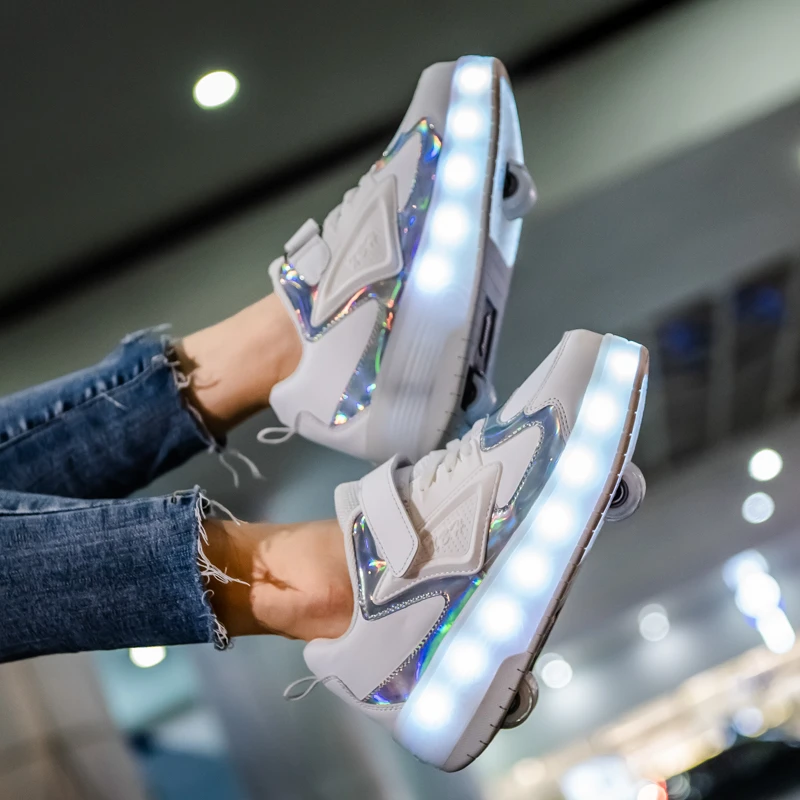 隐形开关发光双轮暴走鞋儿童轮子鞋男女溜冰鞋青少年轮滑鞋学生