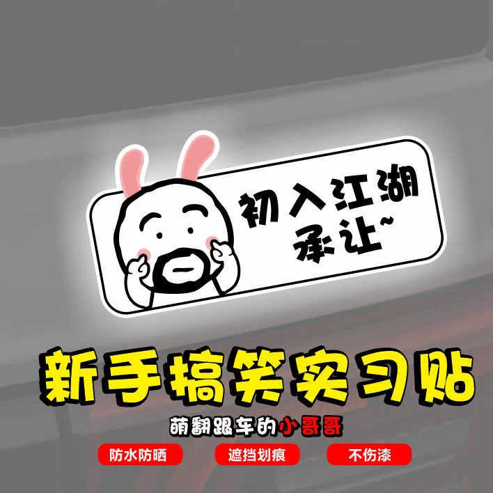 阿呆新手上路女司机可爱车贴搞笑实习标志创意汽车贴纸反光装饰贴