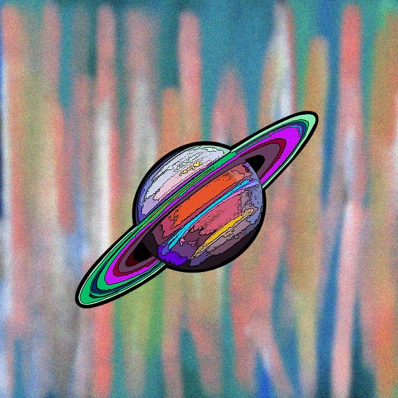 反光车贴彩色卡通画风Saturn土星电动车身玻璃拉杆箱防水装饰贴纸