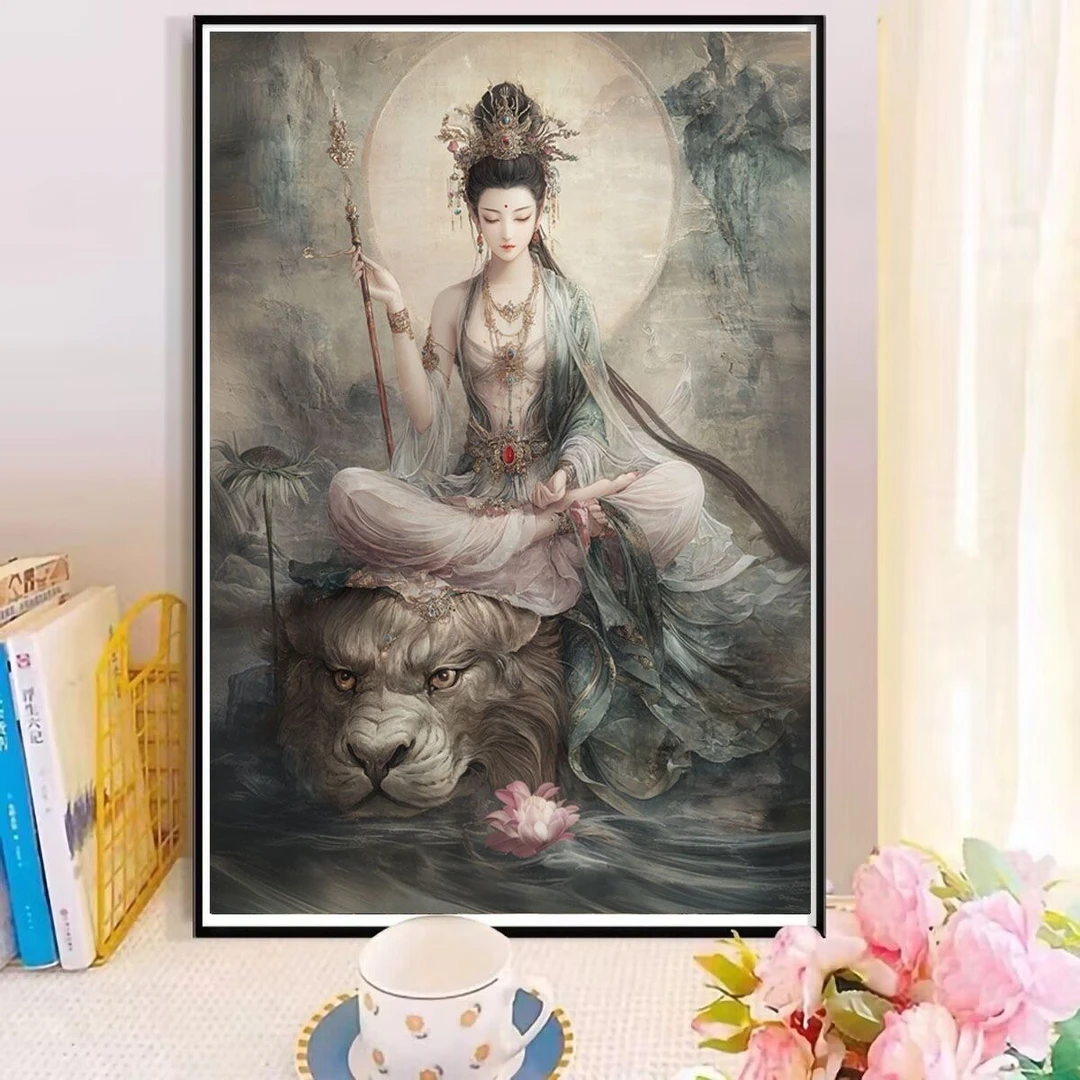 【十字绣】智慧文殊菩萨-四股满绣62色 棉线75*100厘米（需自己绣）