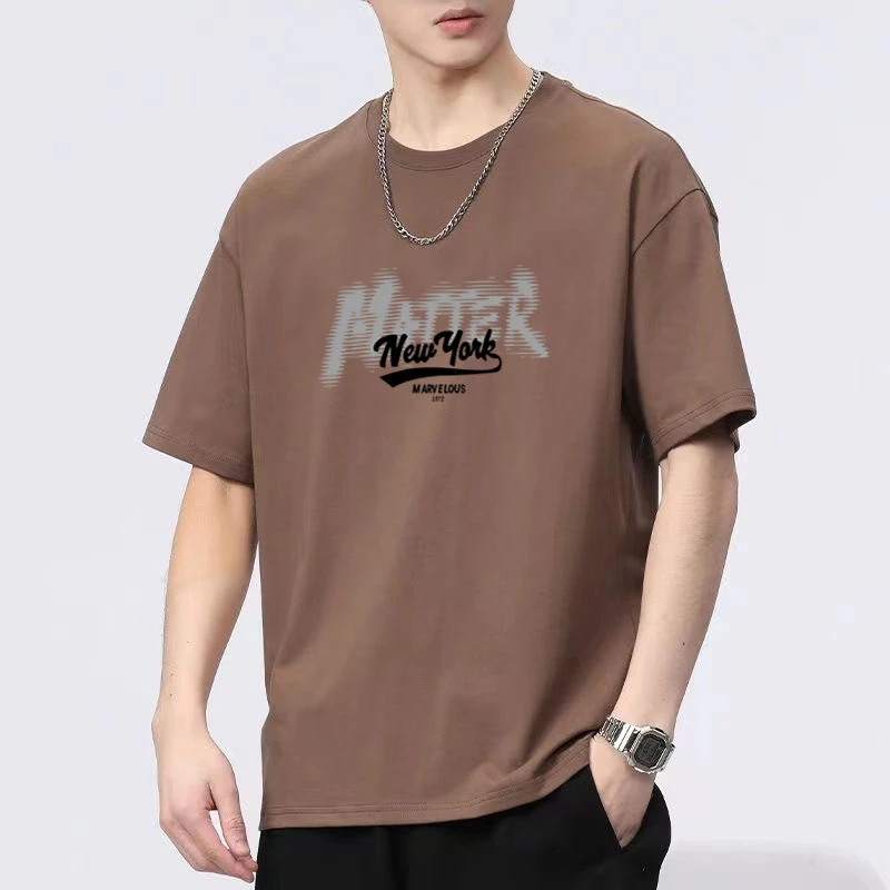 新款圆领纯棉短袖t恤夏季薄款潮流印花背心 青年学生休闲百搭半袖