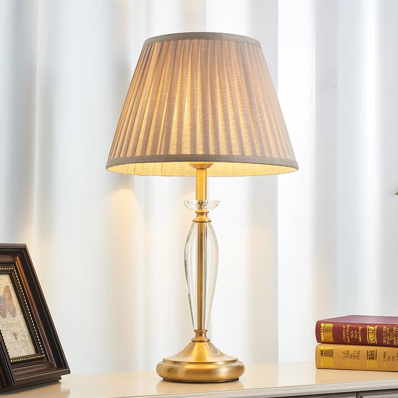 高级感全铜水晶台灯美式创意简约轻奢现代客厅主卧床头柜氛围灯